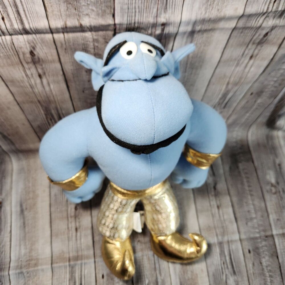 Disney Aladdin Genie Plush 15" Gold Pants Blue Stuffed Animal Toy Figure